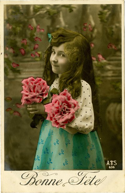 Bonne Fete postcard, 1908 by French Photographer